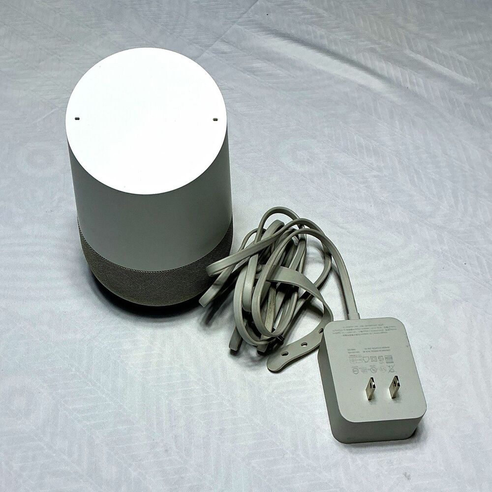 Google Home Smart Speaker Voice Control Mic Mute Wi-Fi Power Adapter White/Gray